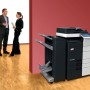 Develop Ineo+ 454e Colour Copier document feeder finisher and trays in the office
