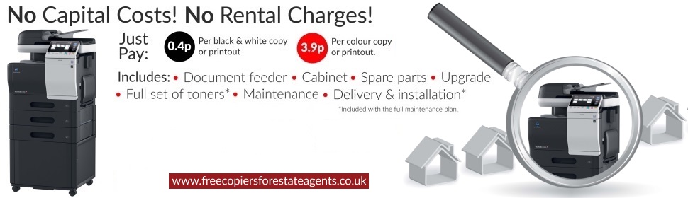 Free Copiers For Estate Agents, Pay For Copies Only, Free Consumables, No Hidden Charges