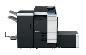 Konica Minolta Bizhub C754 Copier with document feeder finisher large capacity trays